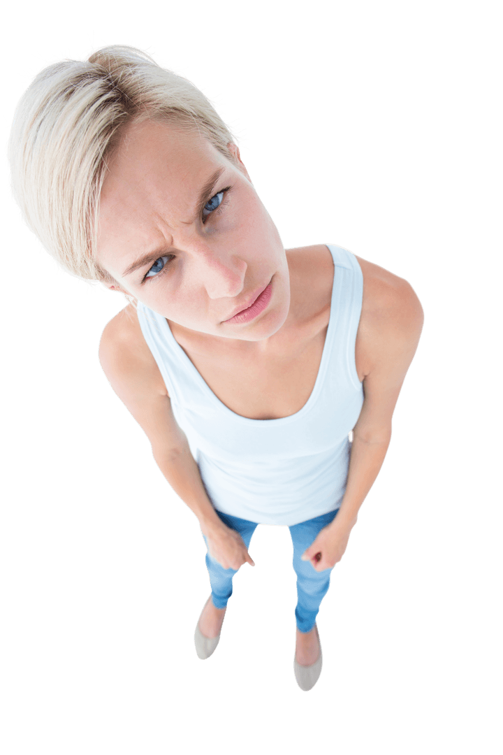 Transparent Background Upset Woman Staring with Frustration
