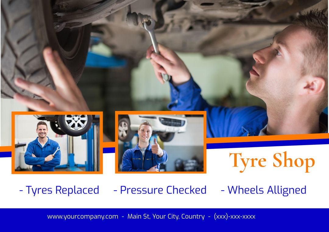 Professional Mechanic Inspecting Underneath Vehicle in Auto Repair Shop