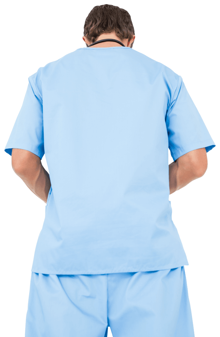 Back View of Doctor Standing on Transparent Background