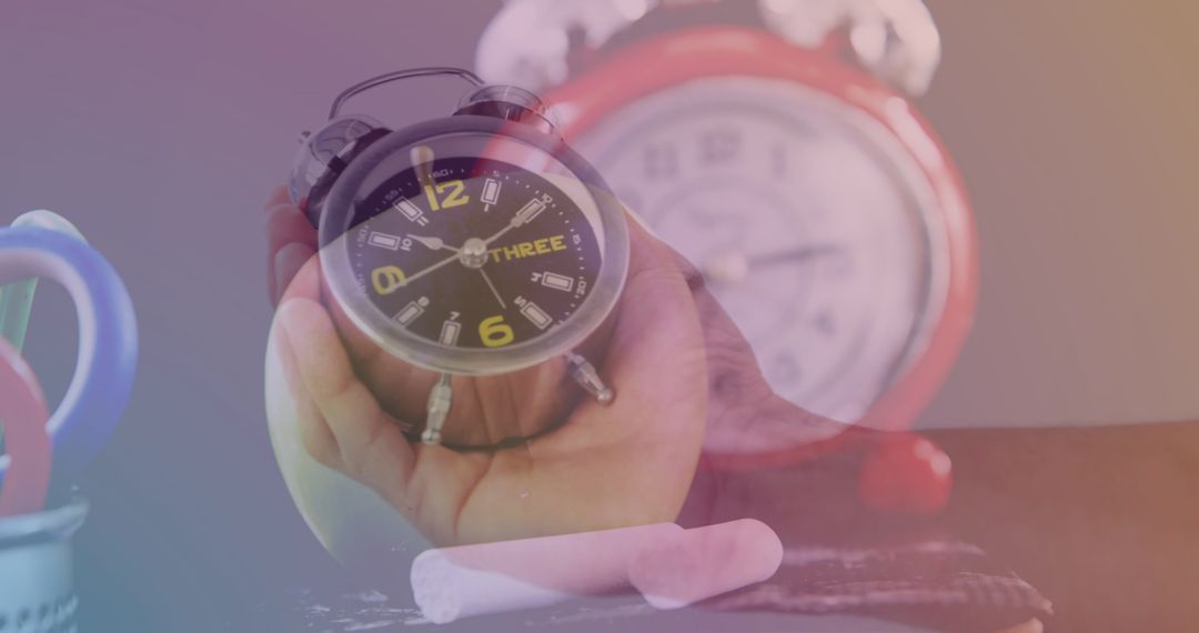 Concept of Time Dual Exposure with Clock and Hand