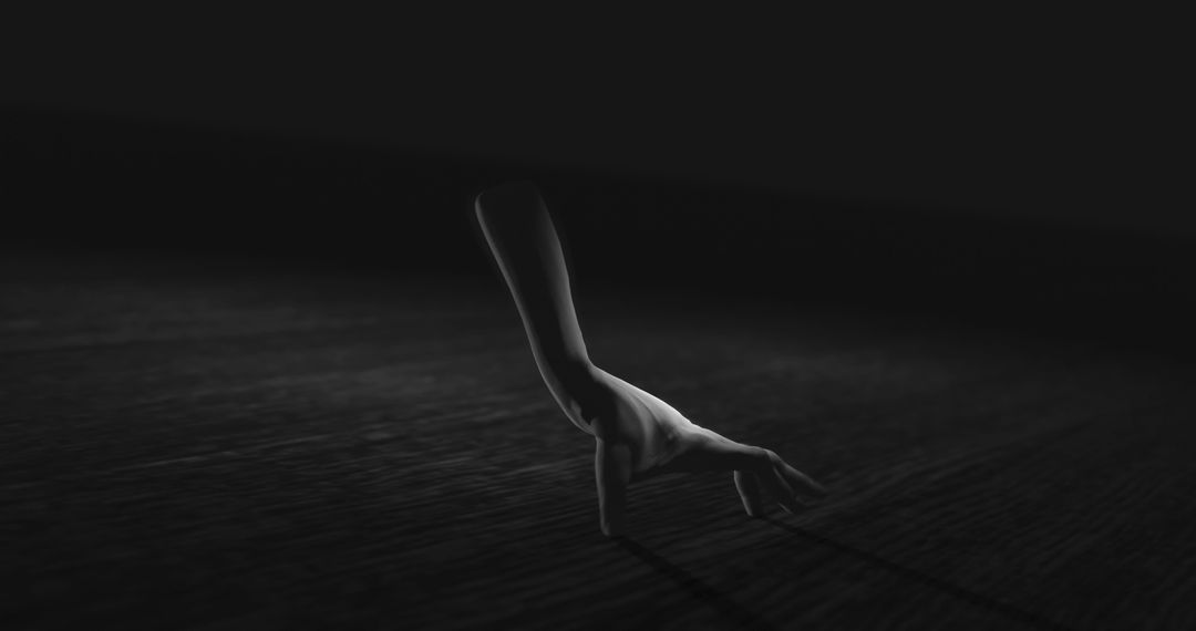 Mysterious Hand Walking Through Shadowy Darkness