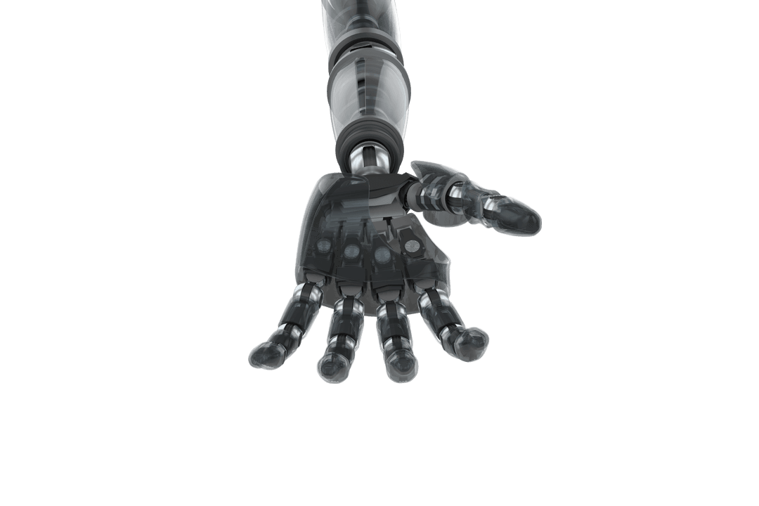 Digital Vector Futuristic Robotic Hand on Transparent Background
