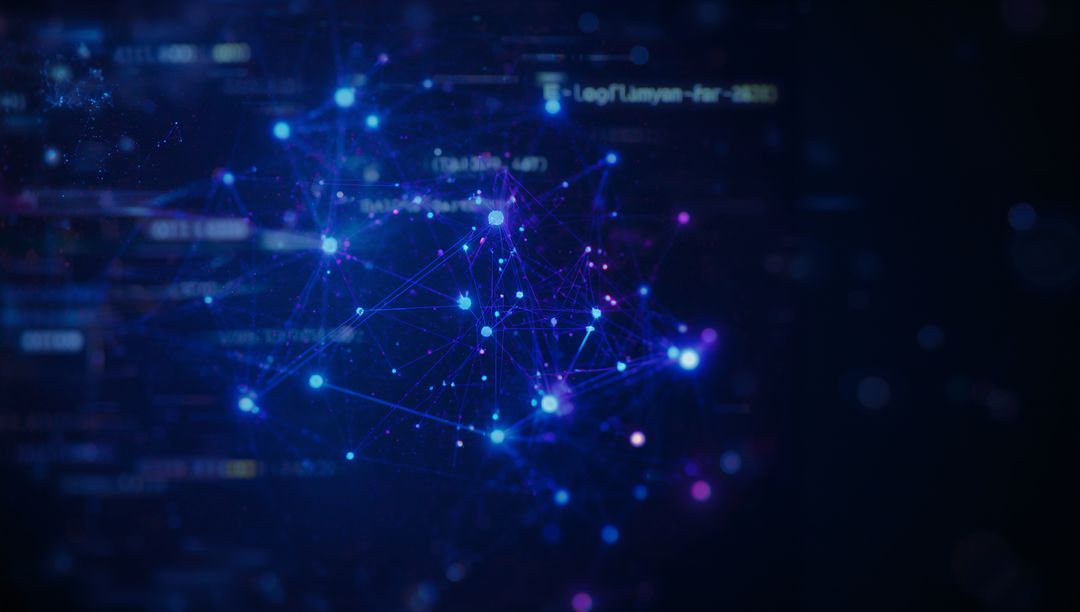 Dynamic Network Visualization with Blue and Purple Connected Nodes