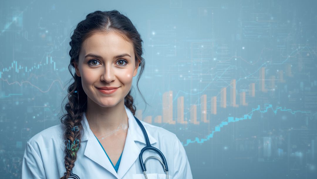 Doctor Interpreting Digital Medical Chart with Data Visualization