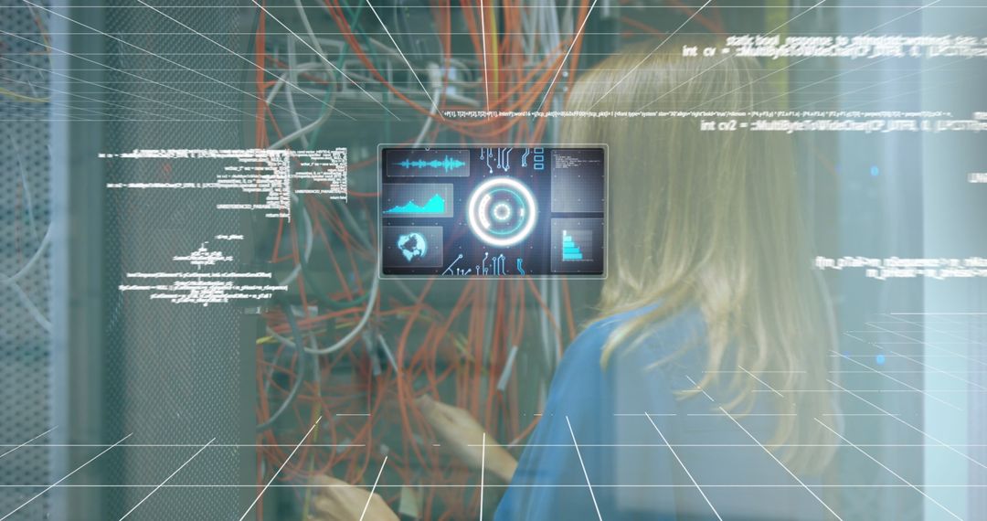 IT Woman Managing Data Servers with Virtual Interface