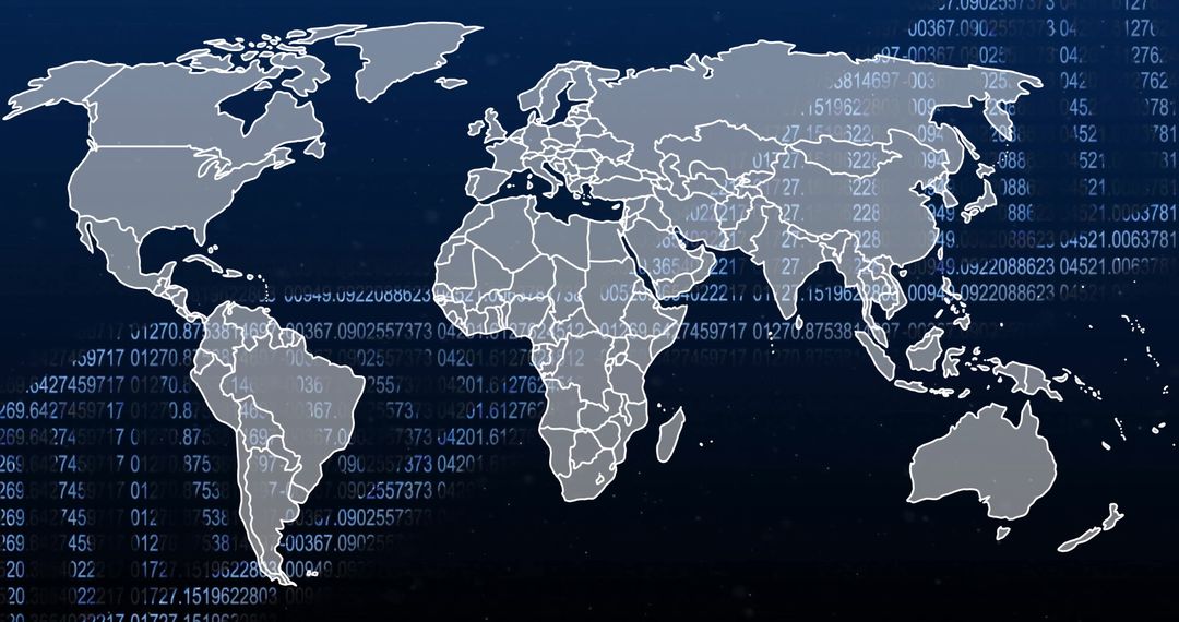 World Map with DNA Strands and Digital DataOverlay