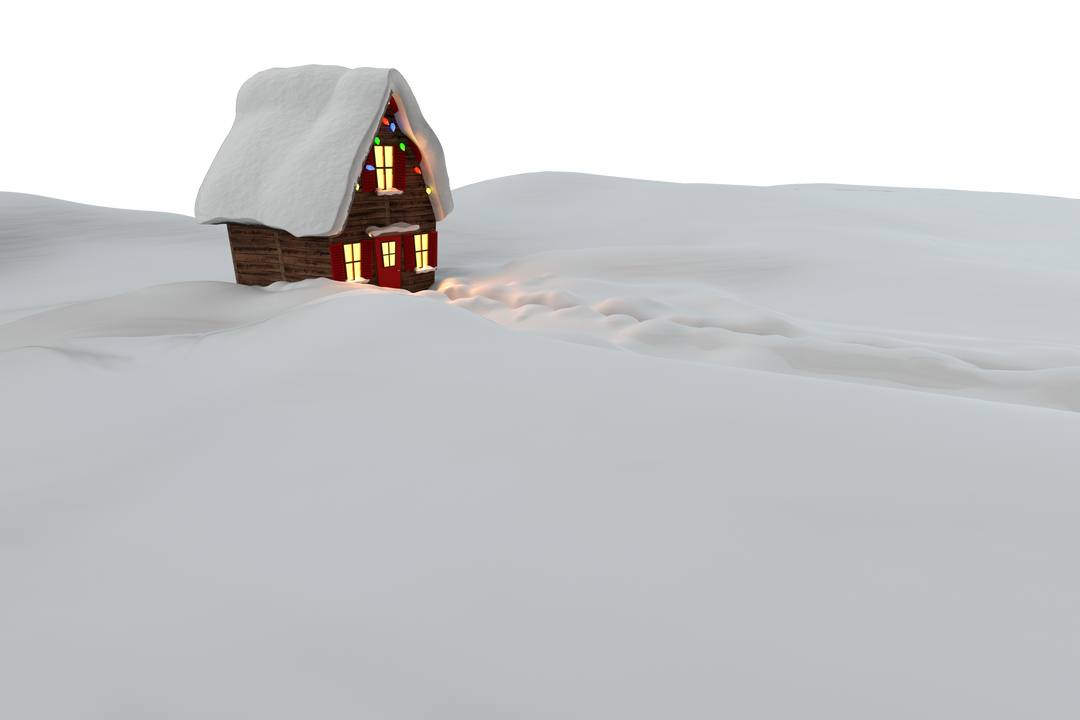 Transparent Isolated Christmas House in Snow with Warm Lights - Download Free Stock Images Pikwizard.com