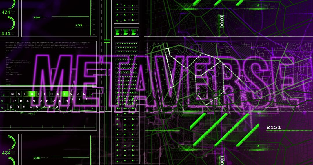 Futuristic Metaverse Concept with Digital Interface Overlay