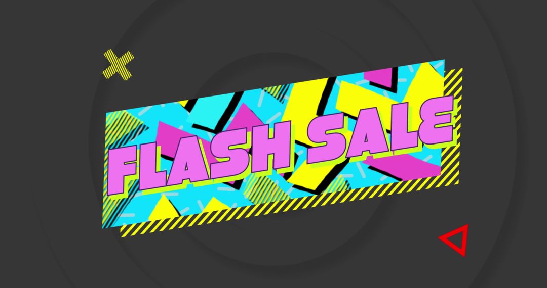 Retro Flash Sale Banner with Vibrant Abstract Shapes