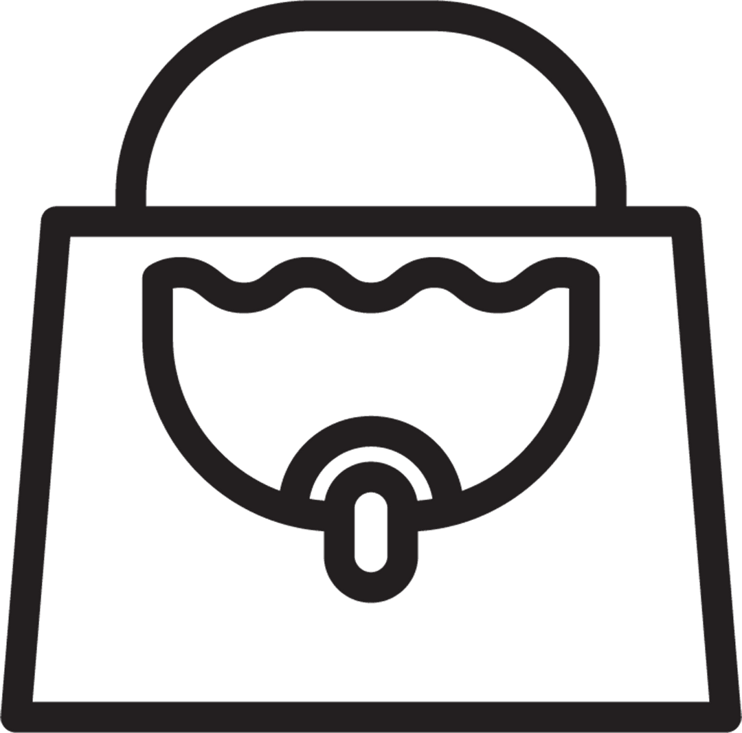 Stylish Bag Outline On Transparent Background