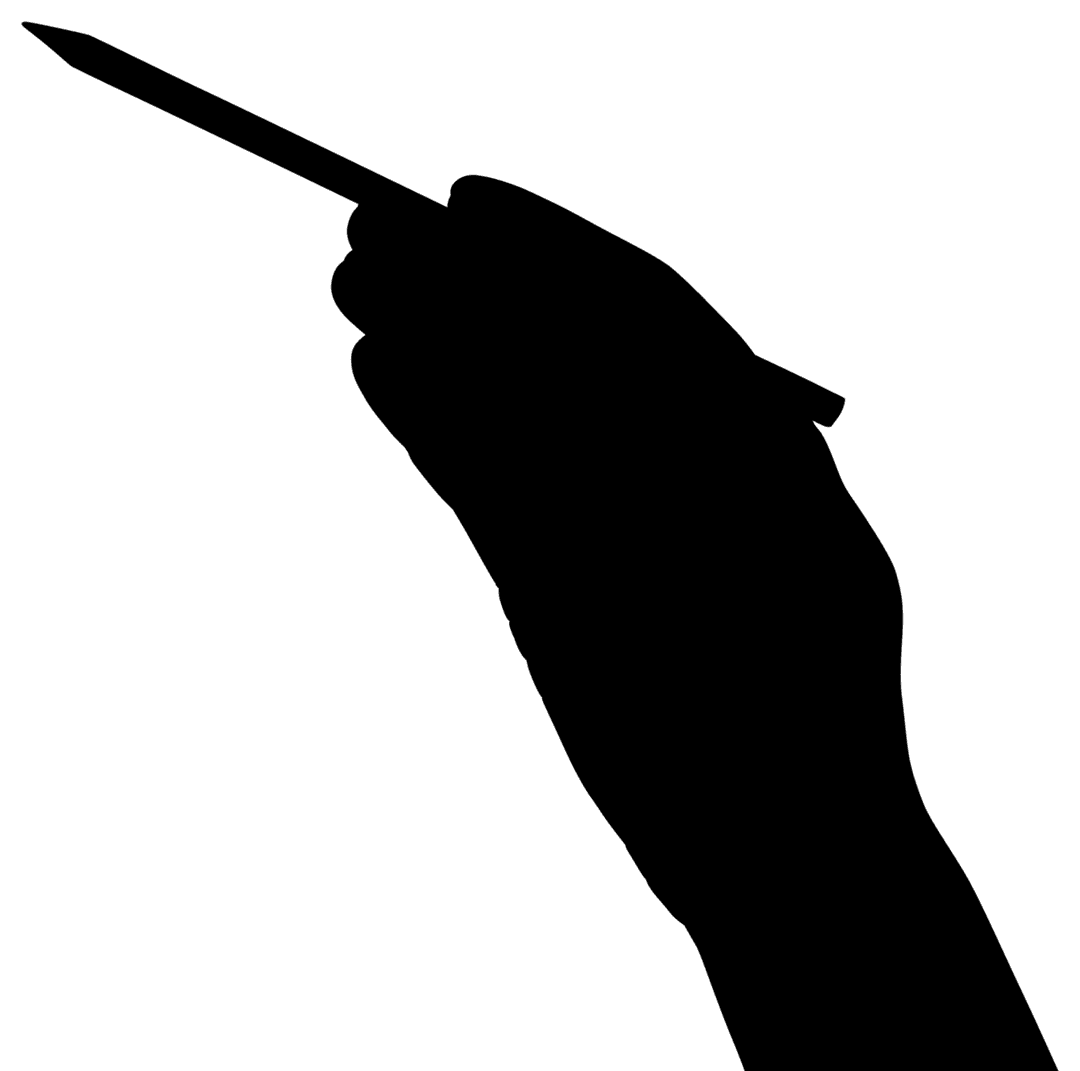 Silhouette of Hand with Pencil on Transparent Background