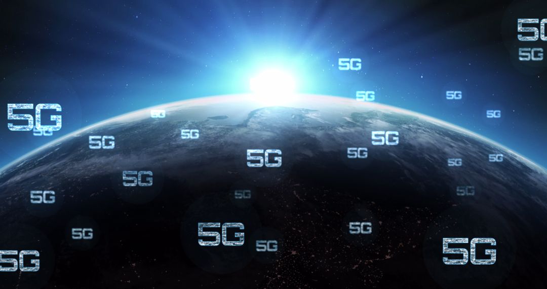 5G Technology Concept Glowing Above Earth's Horizon