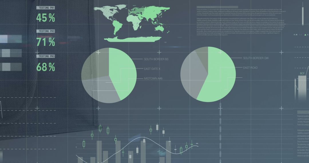 Data Analytics with World Map and Stock Market Graph Icons