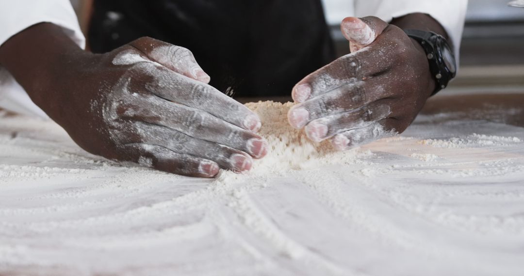 Chef Preparing Dough with Flour Covered Hands - Free Images, Stock Photos and Pictures on Pikwizard.com