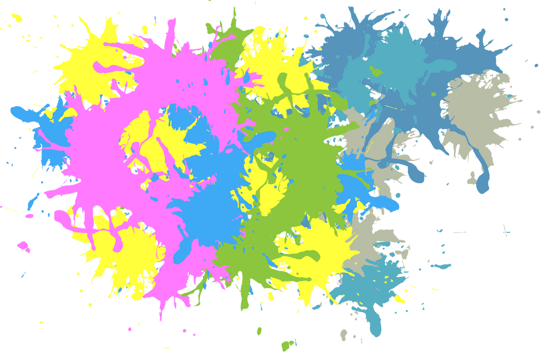 Vibrant Colorful Blots with Copy Space on Transparent Background