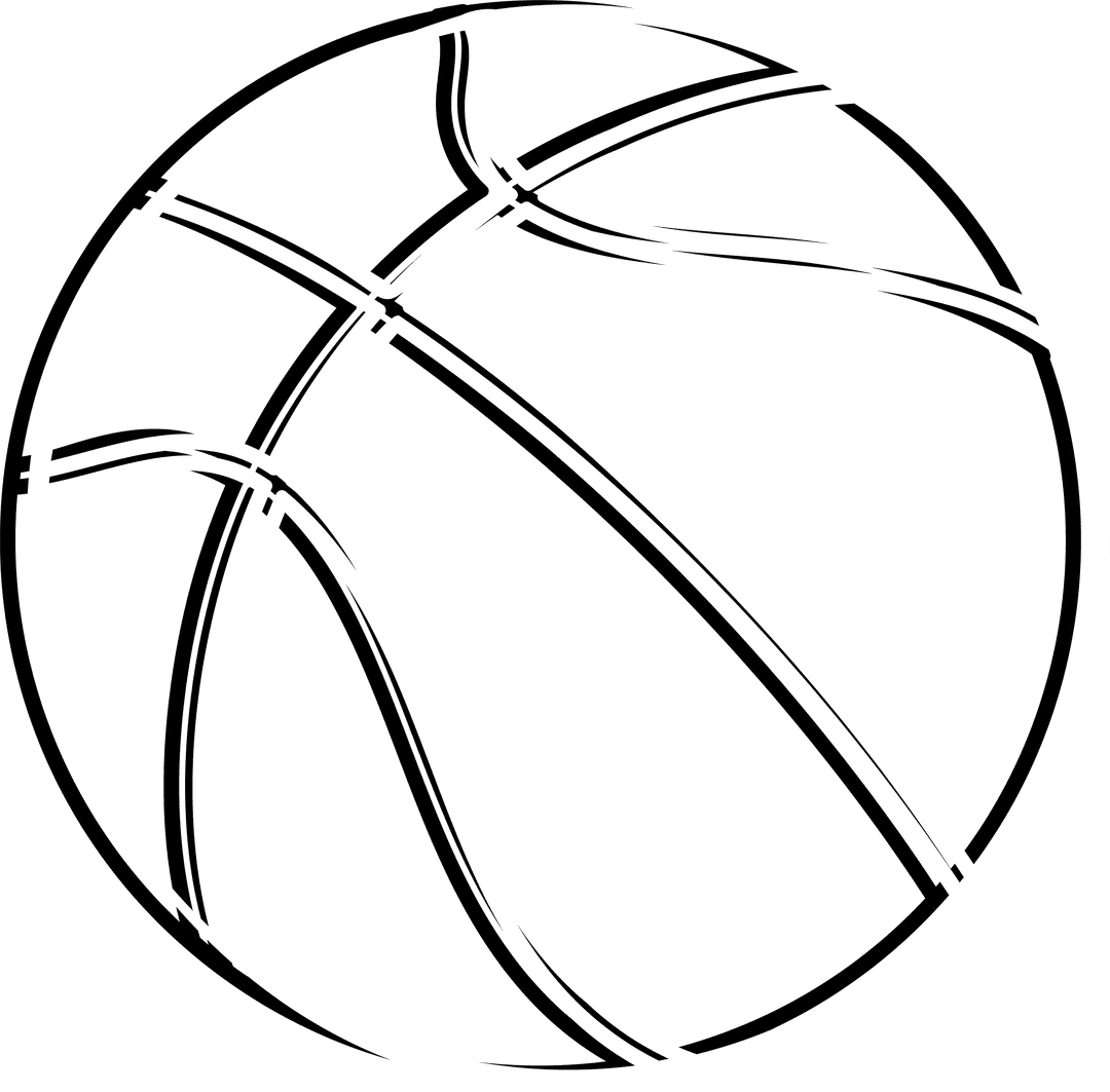 Minimalist Basketball Outline on Transparent Background for Sport Concepts
