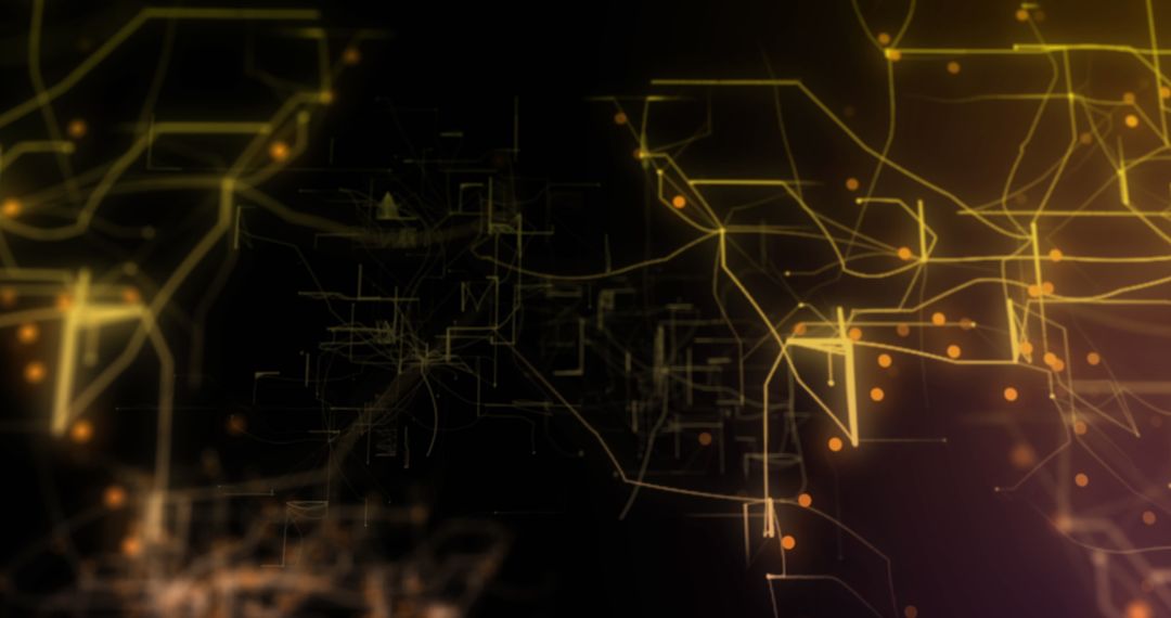 Abstract Digital Network With Glowing Lines and Dots on Dark Background