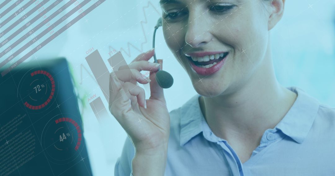 Smiling Female Consultant Working with Financial Data