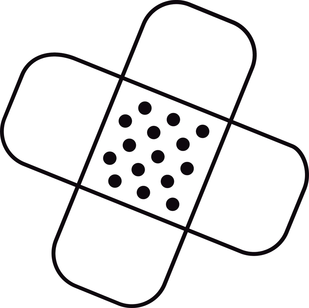 Crossed Medical Bandages on Transparent Background Icon