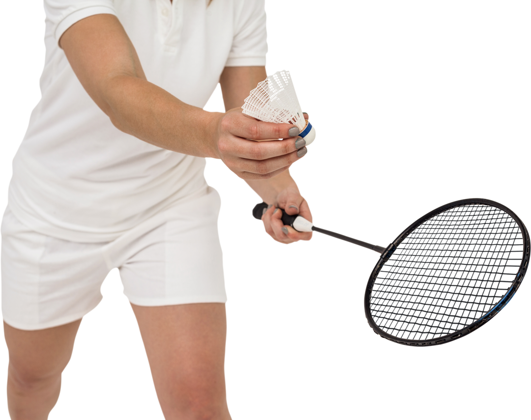 Female Athlete Ready to Serve Shuttlecock with Racquet Transparent Background - Download Free Stock Images Pikwizard.com