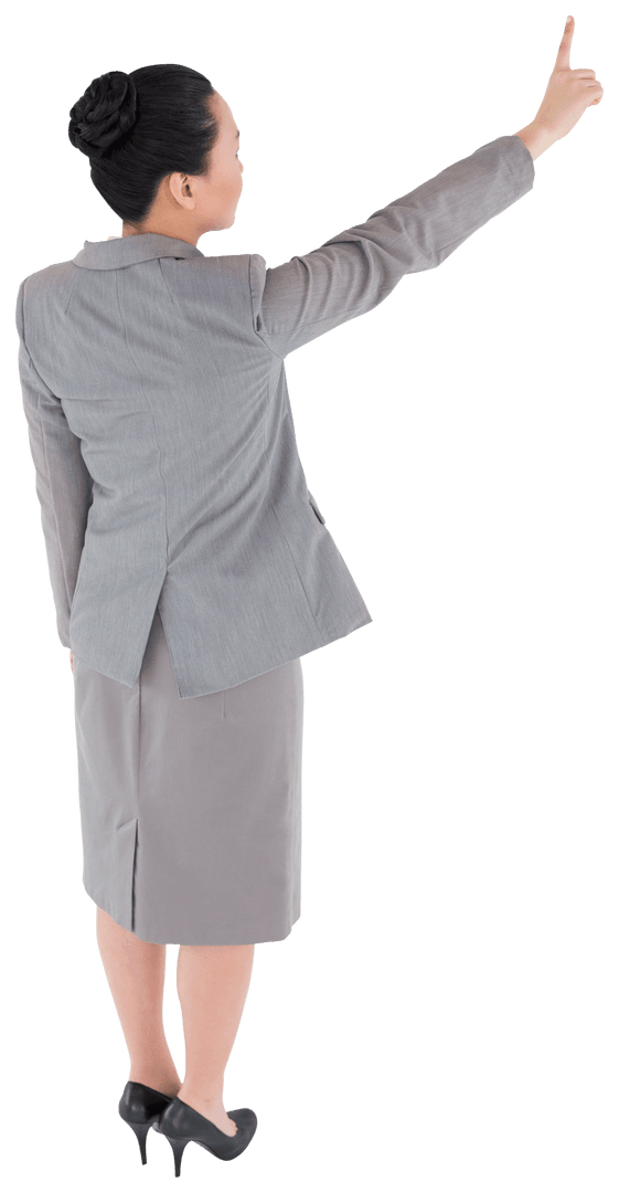 Asian Businesswoman Pointing Vector on Transparent Background
