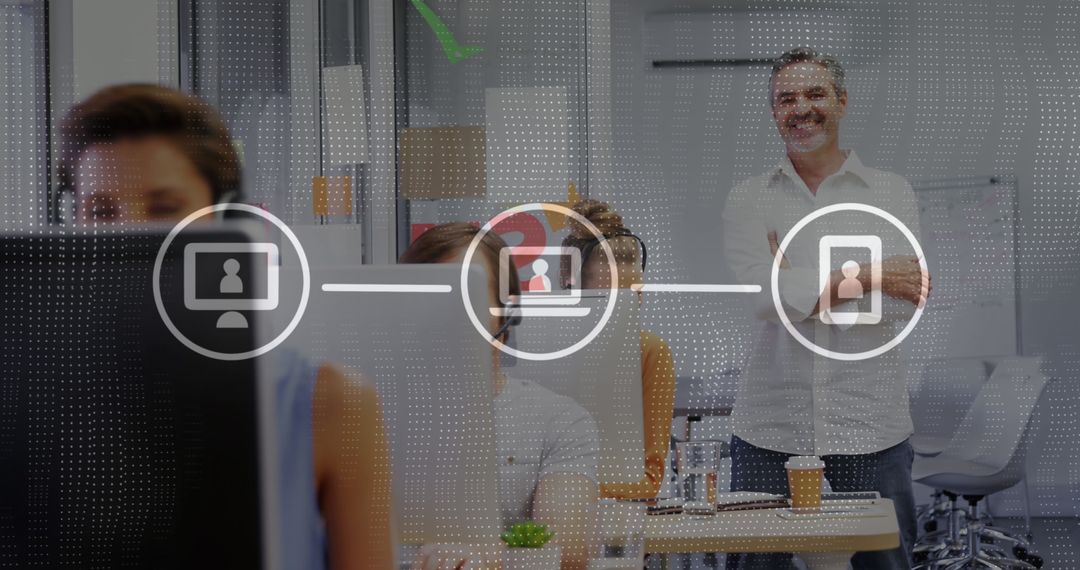 Team Collaborating on Digital Solutions in Modern Office