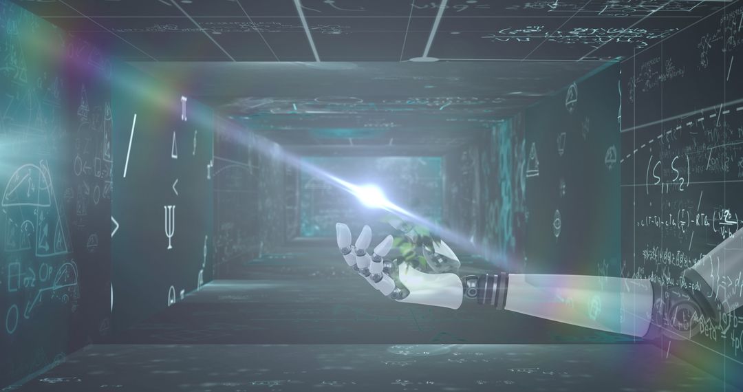 Robot Hand Interacting with Light in High-Tech Classroom