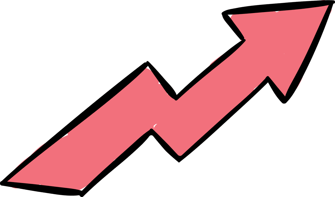 Red Upward Arrow Lightning Bolt on Transparent Background