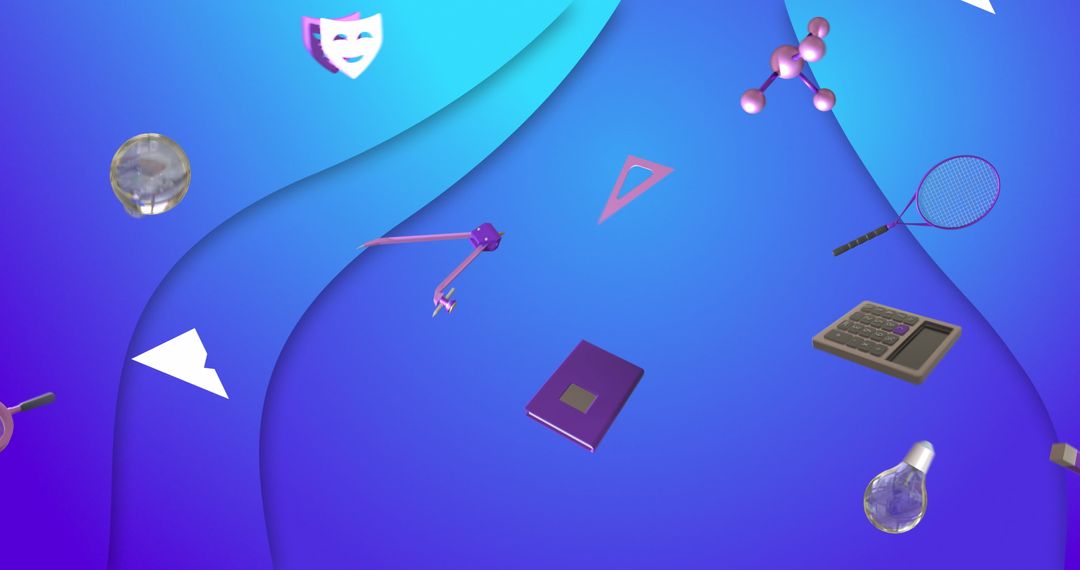 Floating Education Icons on Dynamic Blue Background