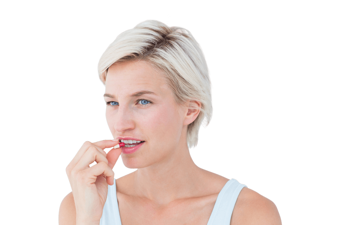 Transparent Image Woman Taking Pill Medication Health Concept