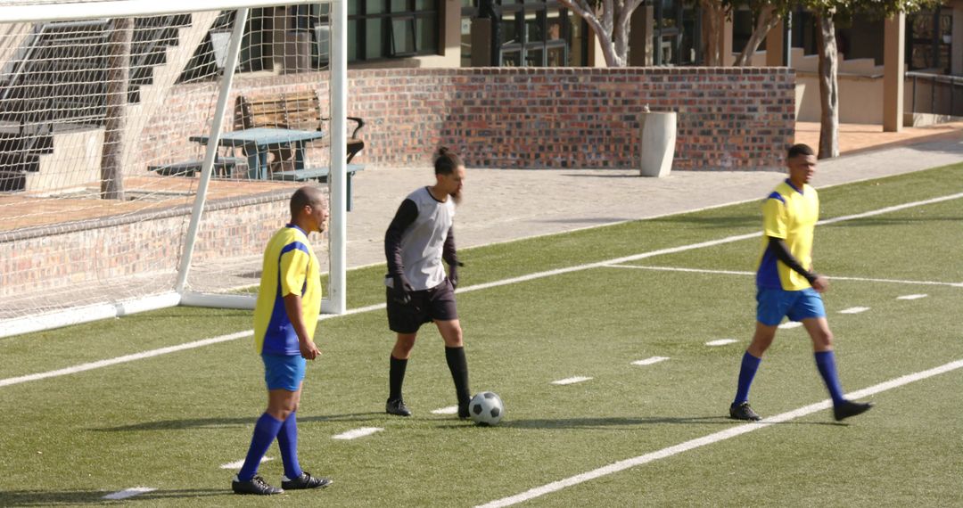 Soccer Team Football Practice on Turf Field