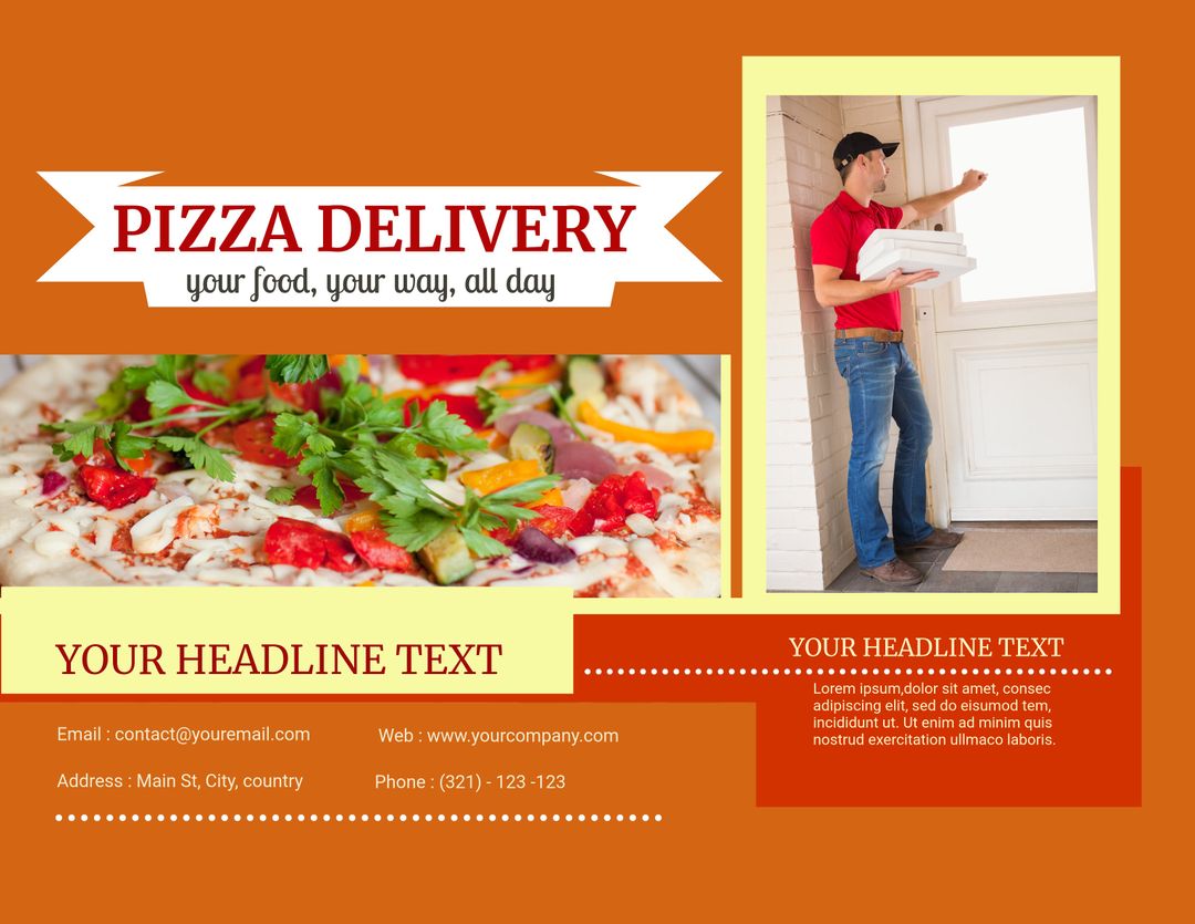 Vibrant Pizza Delivery Promotion for Restaurant Marketing - Download Free Stock Templates Pikwizard.com