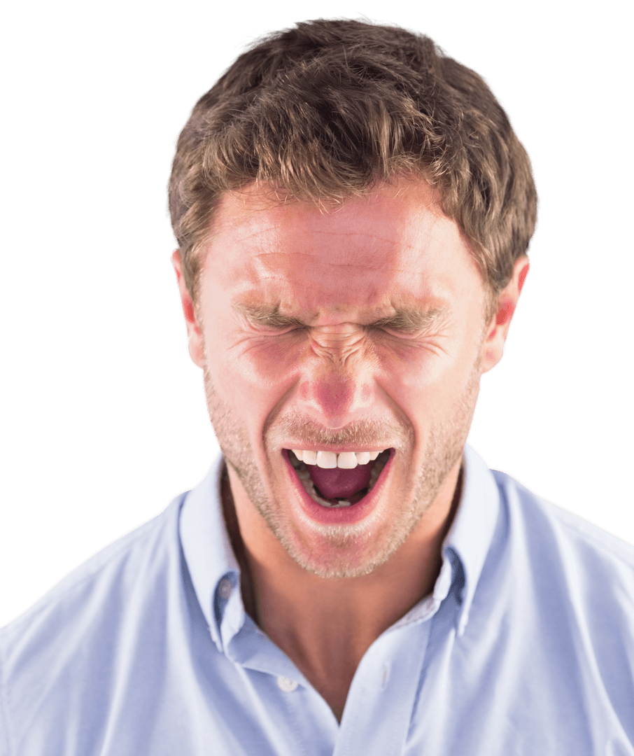 Transparent Angry Man Shouting Expression with Intense Emotion - Download Free Stock Images Pikwizard.com