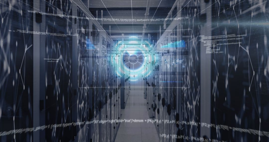Futuristic Data Security Concept in Server Room