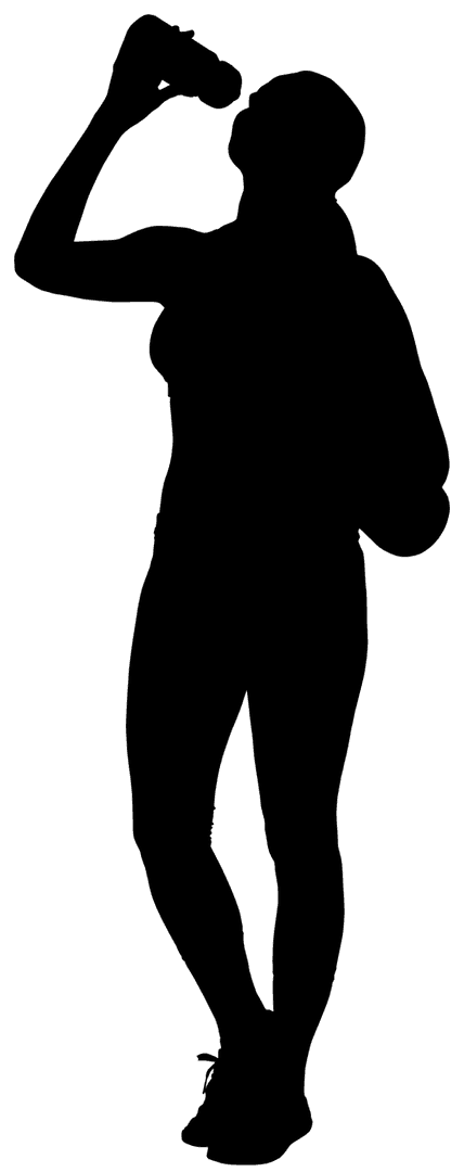 Vector Silhouette Woman Drinking Water Transparent Background