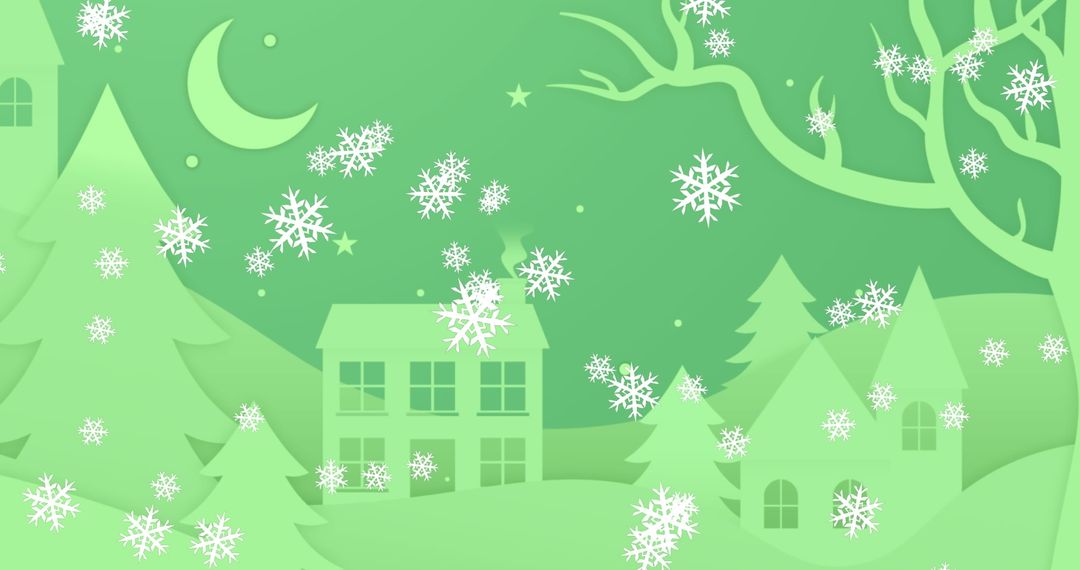 Winter Wonderland with Falling Snowflakes and Glowing Scenery