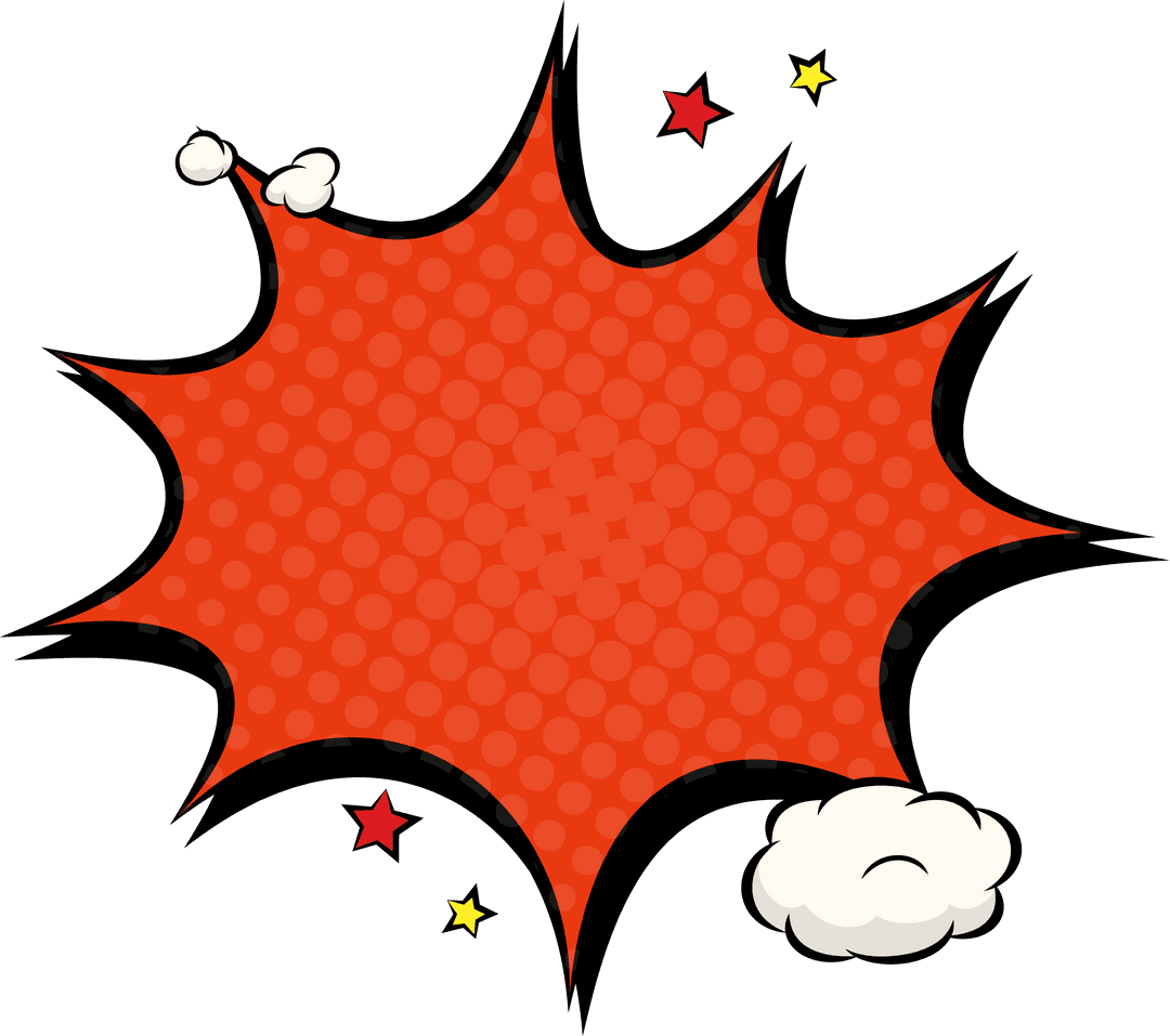 Red Comic Style Explosion with Transparent Background