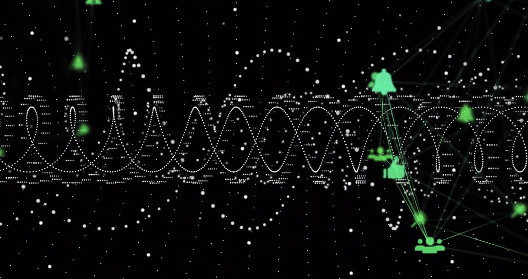 Digital Waves and Data Connections in Futuristic Network Display
