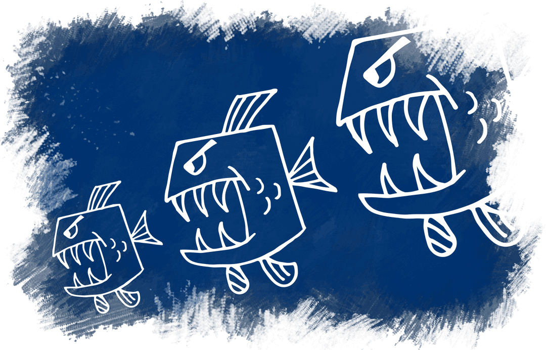 Illustration of Three Danger Fish on Transparent Background