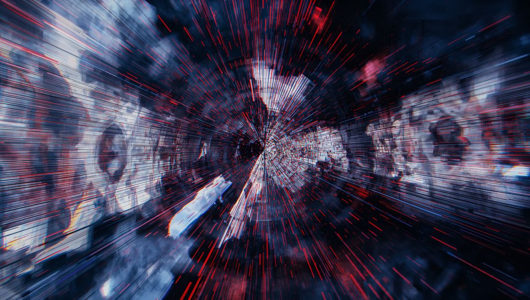 Red and White Light Vortex in Abstract Digital Corridor