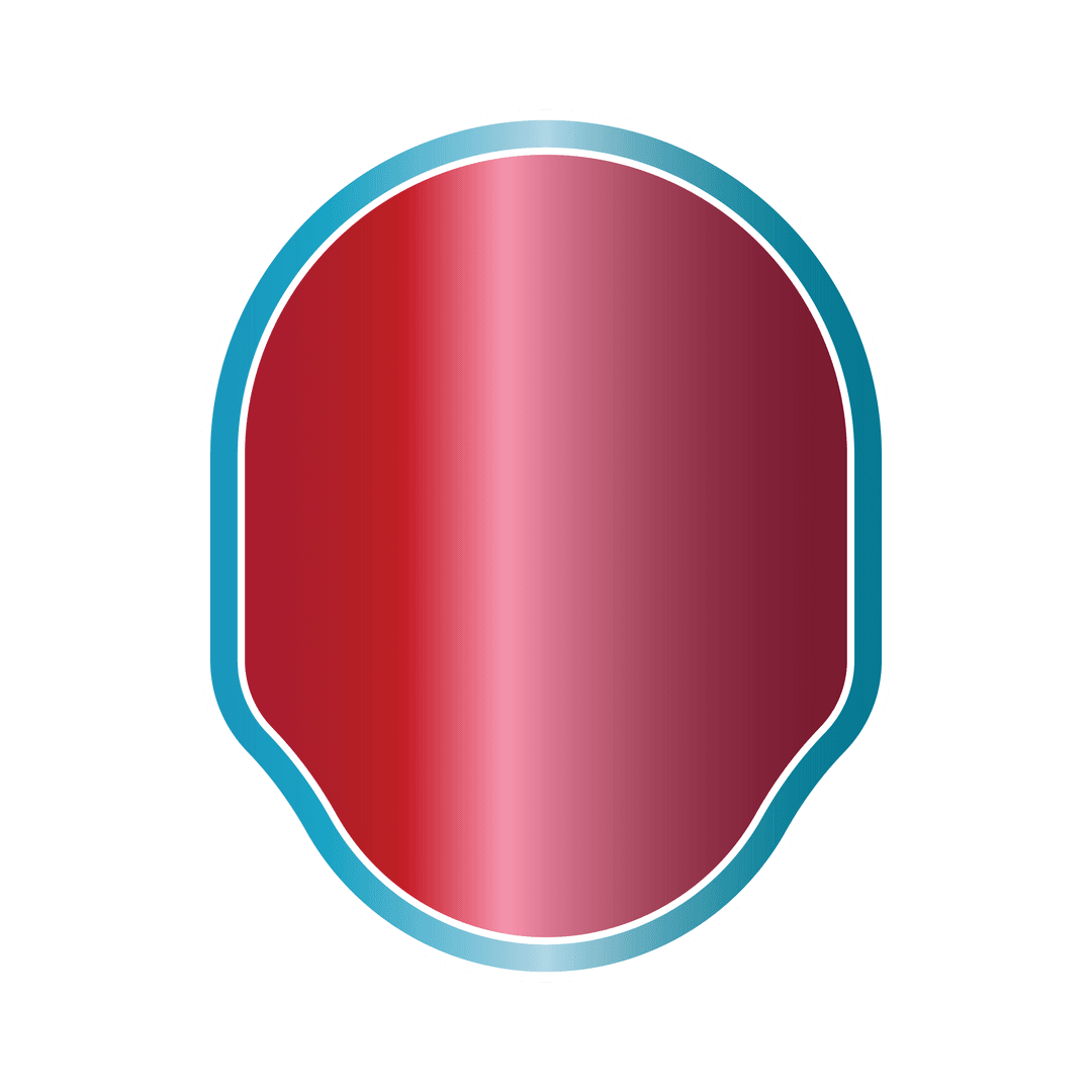 Glossy Red Elliptical Shape with Blue Edge on Transparent Background
