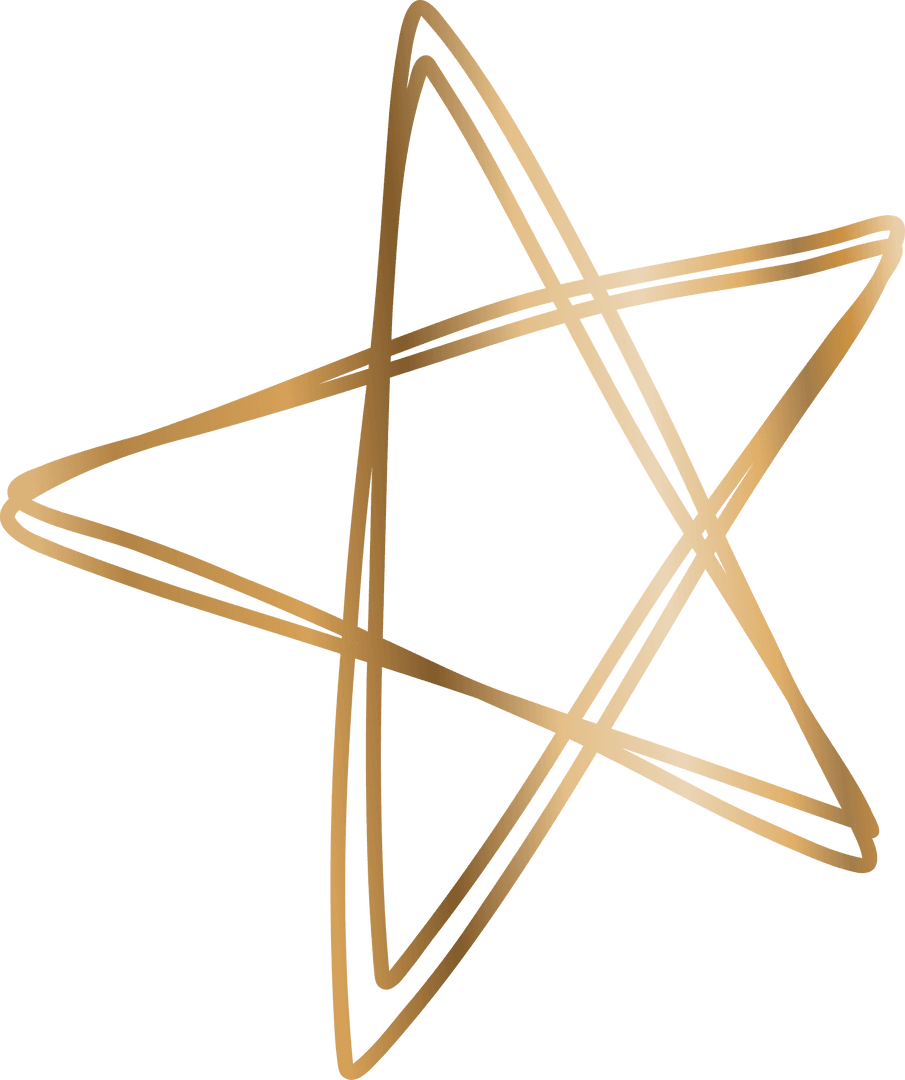 Stylized Gold Star with Transparent Background for Elegant Designs