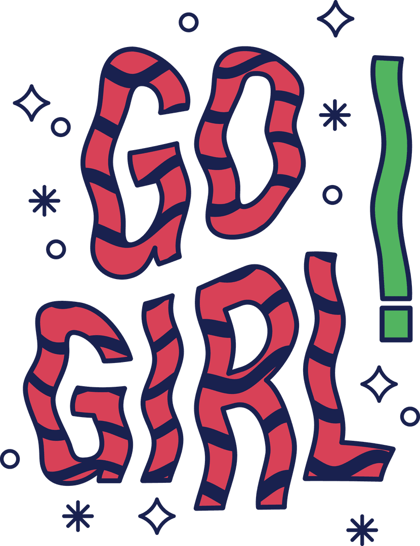 Empowering Go Girl Transparent Text Design with Bold Shapes