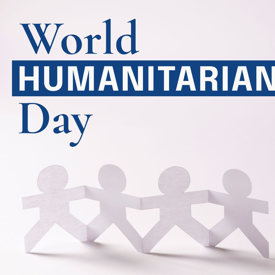 World Humanitarian Day Banner with Paper Chain Figures
