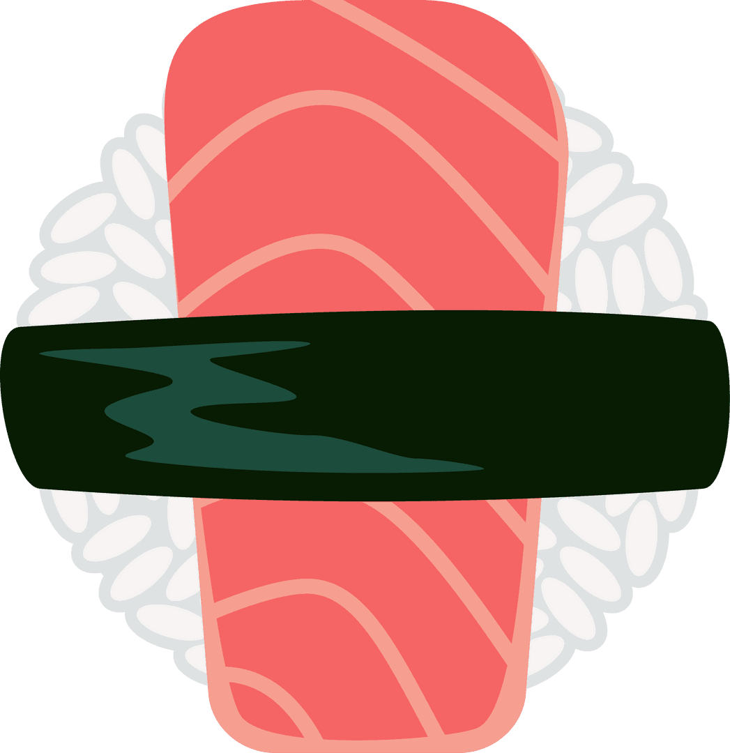 Transparent Salmon Nigiri Illustration with Nori Detail