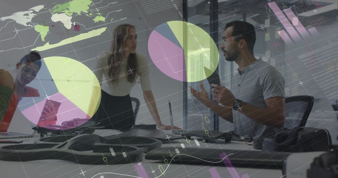 Innovative Team Collaboration with Overlay of Financial Data Graphs