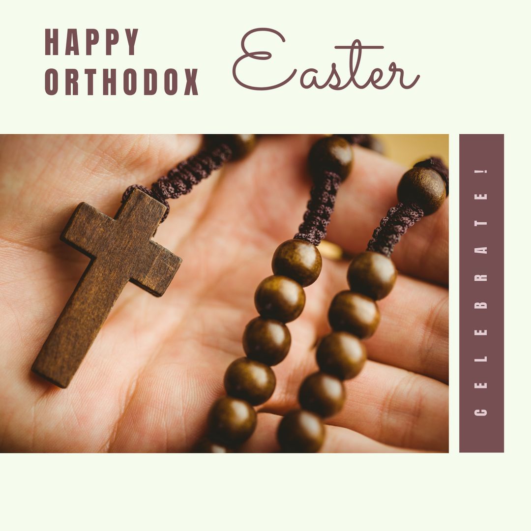 Orthodox Easter Celebration with Hand Holding Rosary Beads - Download Free Stock Templates Pikwizard.com