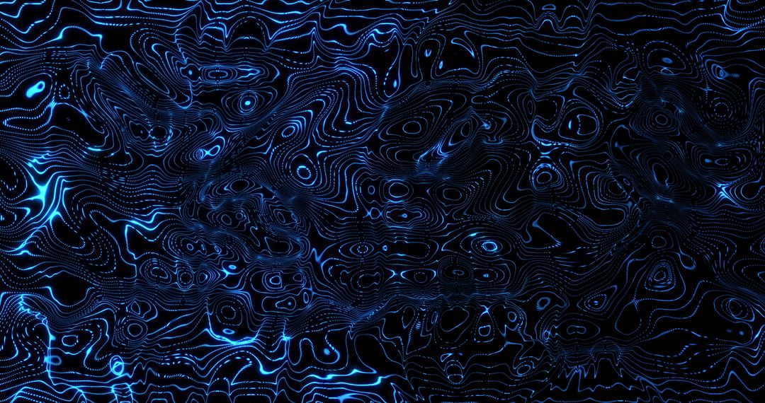 Abstract Blue Illuminated Wave Patterns on Black Canvas