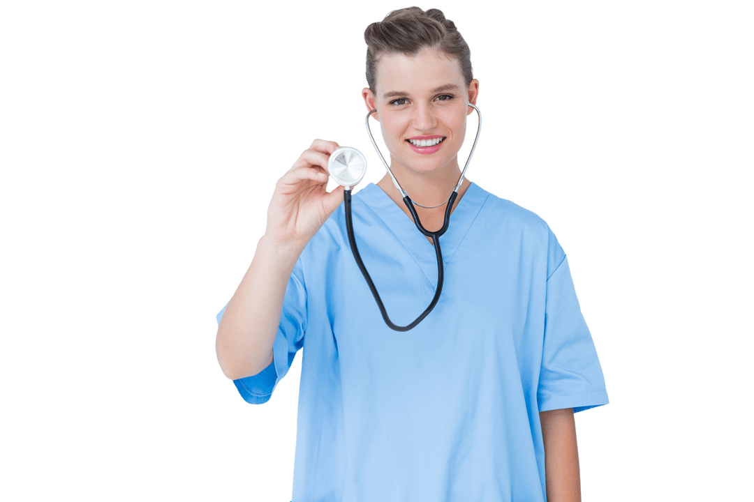 Smiling Nurse Holding Stethoscope Transparent Background