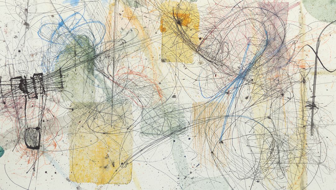 Contemporary Vibrant Minimalist Abstract Art with Pastel Scribbles